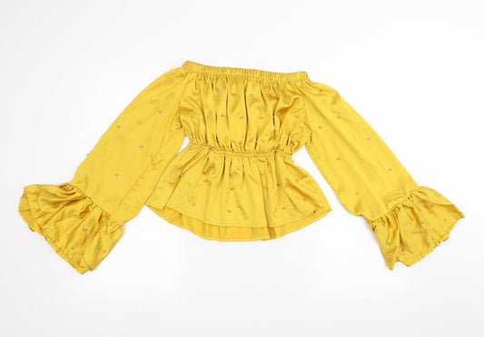 2Xtrenz Womens Yellow Basic Blouse Size XS