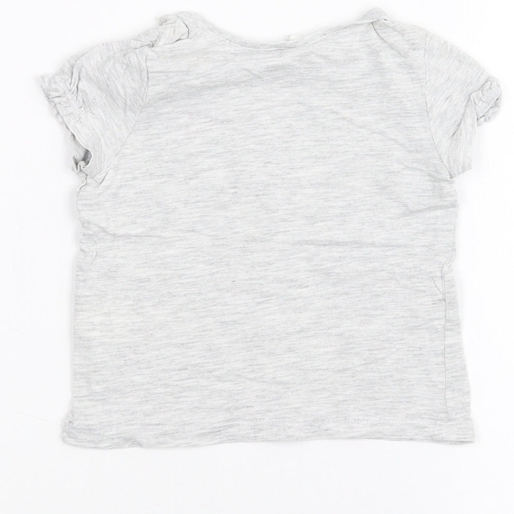 Brand and care label for H&M Baby Grey Basic T-Shirt, size 6-9, Months