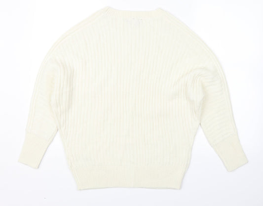 Dorothy Perkins Womens White Striped Knit Pullover Jumper Size 10