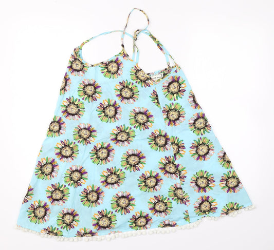 Hearts & Bows Womens Blue Floral Basic Blouse Size 6