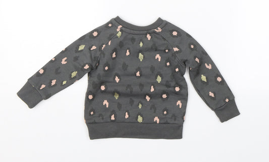 Primark Girls Grey Animal Print Pullover Jumper Size 3-6 Months
