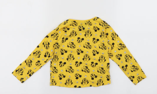 Disney Girls Yellow Animal Print Basic T-Shirt Size 2 Years - minnie