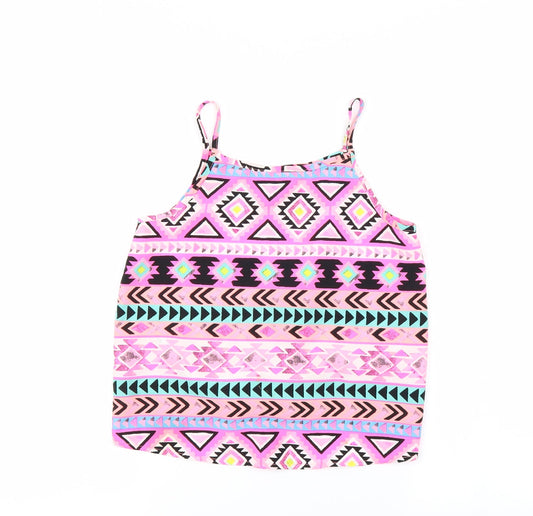 Primark Girls Pink Argyle/Diamond Cropped Blouse Size 10 Years