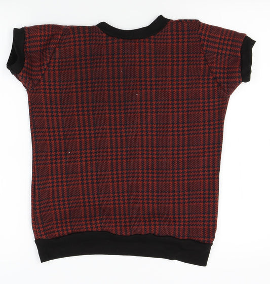 H&M Womens Red Plaid Pullover Jumper One Size