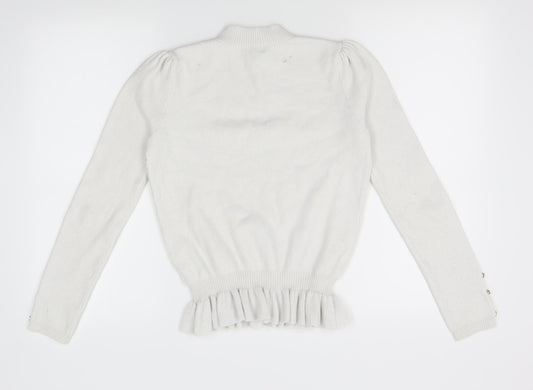 Mademoiselle Womens White Pullover Jumper Size S