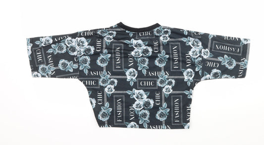 Studio Girls Black Geometric Jersey Basic T-Shirt Size 10-11 Years - Chic Fashion