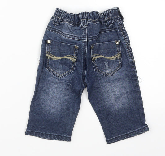 New Look Girls Blue Denim Cropped Jeans Size 3 Years - Distressed Look
