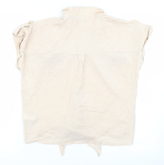 Oasis Womens Beige Basic Button-Up Size 12