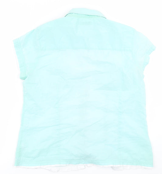 Cherokee Womens Blue Basic Button-Up Size 16