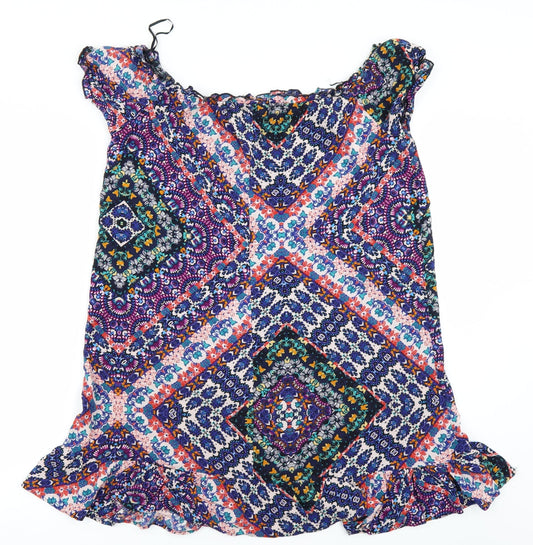 F&F Womens Blue Batik A-Line Size 10