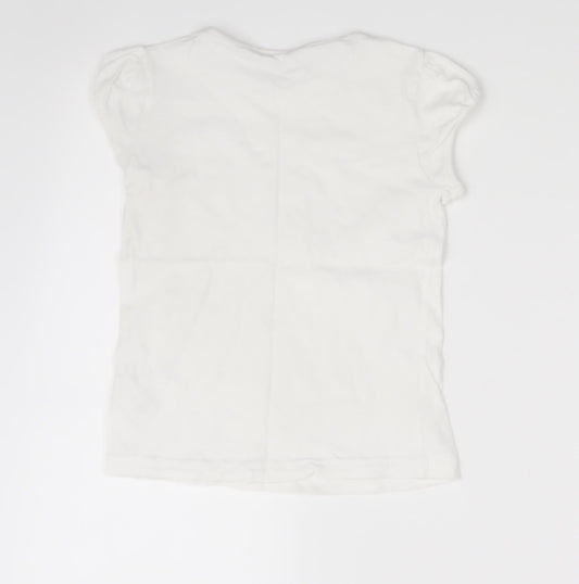 NEXT Girls Ivory Basic T-Shirt Size 7 Years