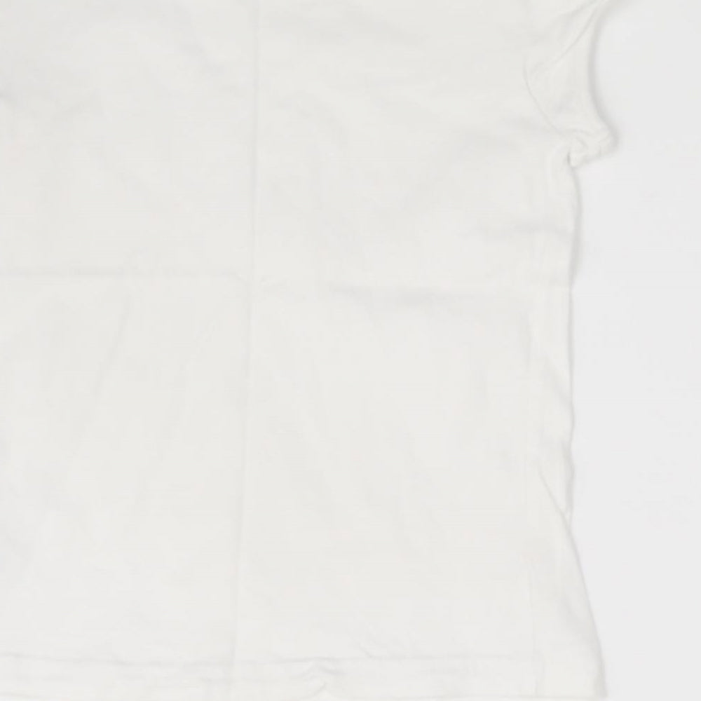 Brand and care label for Next girls’ ivory basic t-shirt, size 7, years