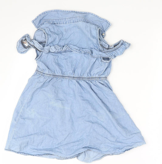 Denim & Co. Girls Blue Basic Button-Up Size 6-7 Years