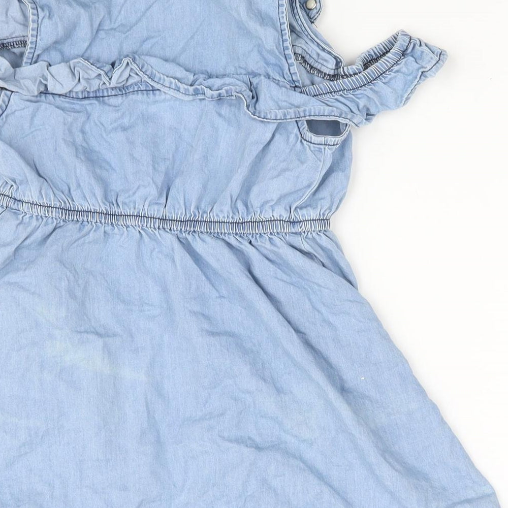 Denim & Co. Girls Blue Basic Button-Up Size 6-7 Years