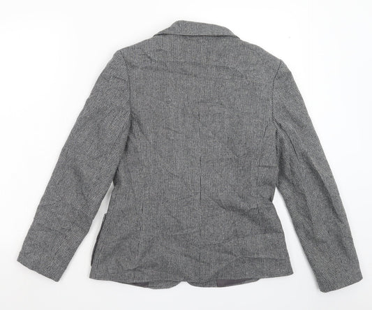 Preworn Womens Grey Houndstooth Jacket Blazer Size 12
