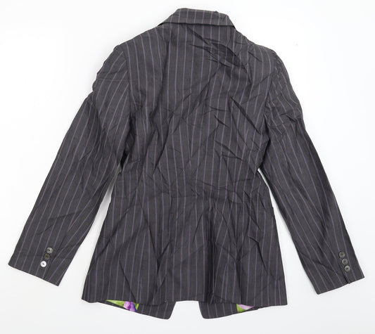 Luis Civit Womens Grey Striped Jacket Suit Jacket Size 8