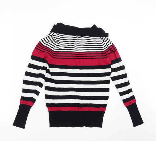 Marks and Spencer Womens Black Striped Pullover Jumper Size 10