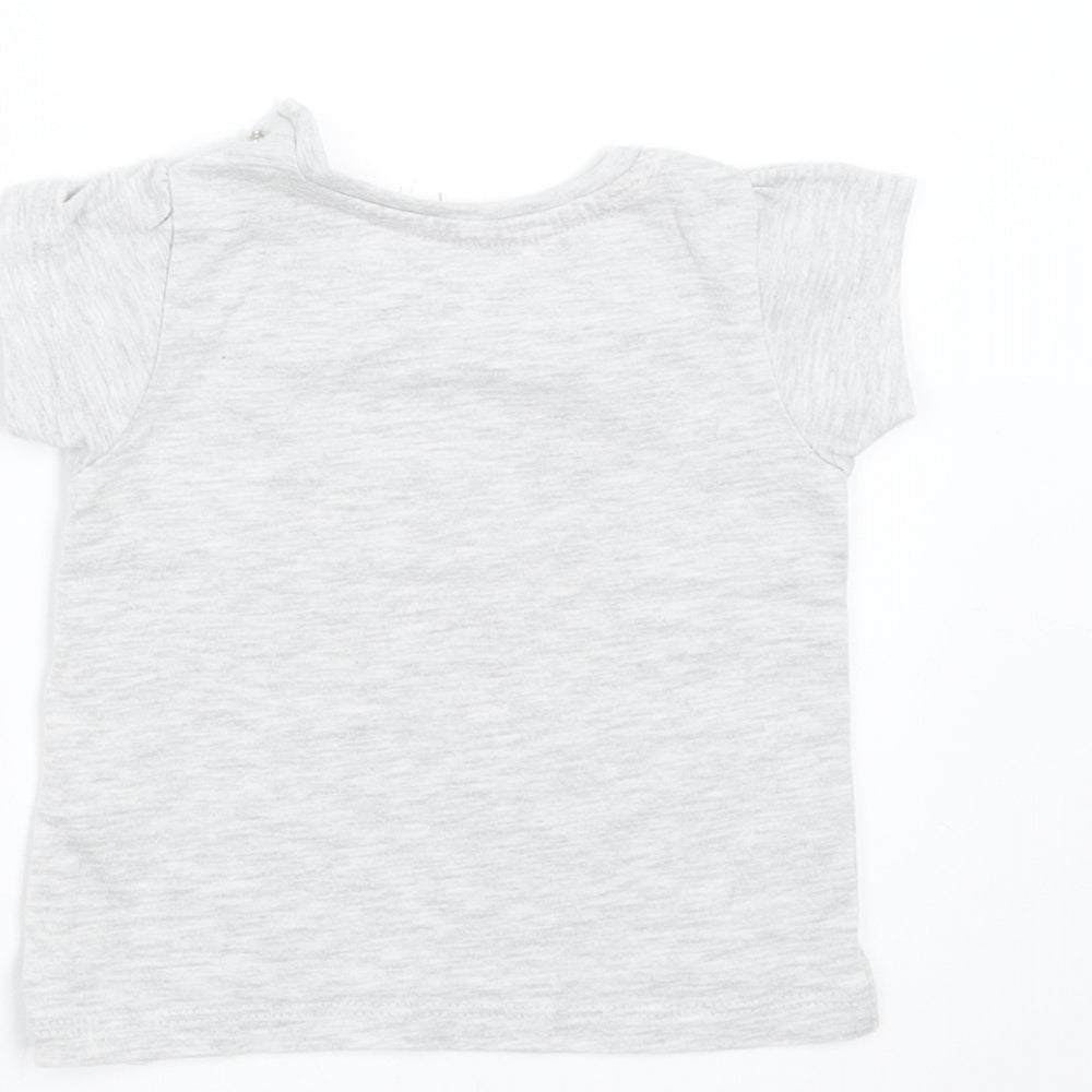 Brand and care label for Primark girls’ grey basic t-shirt, size 3-6, months - i love my grandma