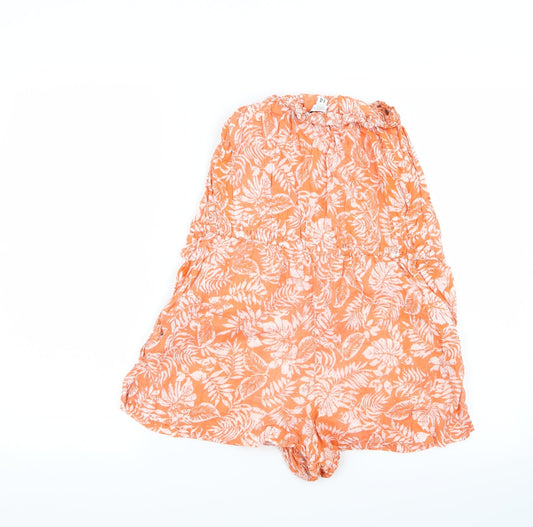 New Look Womens Orange Floral Playsuit One-Piece Size 10
