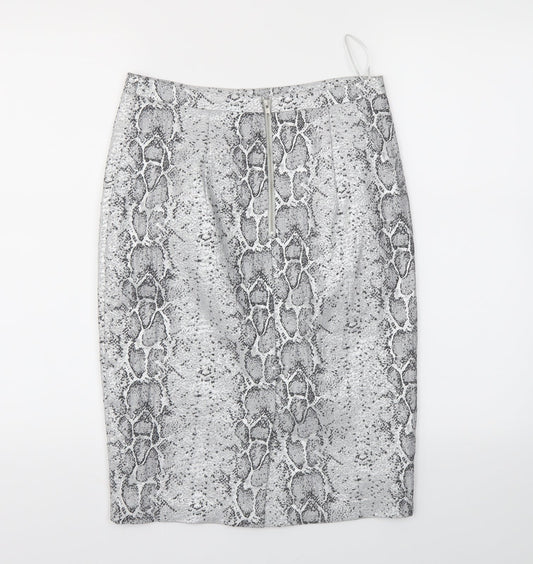 Oasis Womens Grey Animal Print A-Line Skirt Size 8