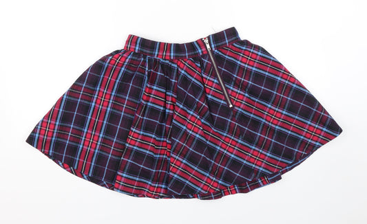 H&M Womens Multicoloured Check Skater Skirt Size 6