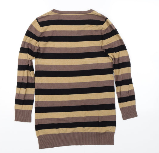 MY STAR Mens Brown Striped Pullover Jumper Size S