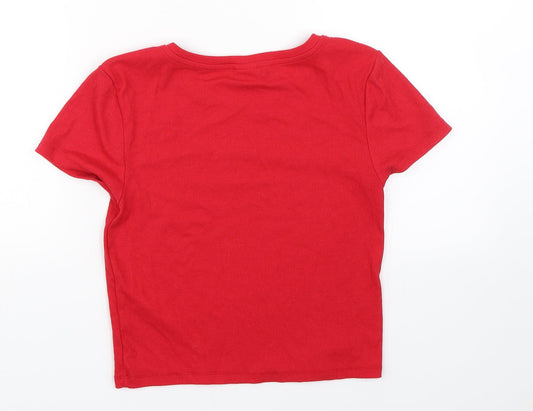Gina Tricot Womens Red Striped Basic T-Shirt Size M