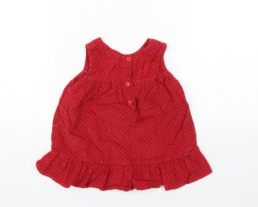 Cutey Couture Girls Red Polka Dot Corduroy Tank Dress Size 6-9 Months