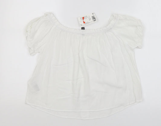Divided Womens White Basic T-Shirt Size 6