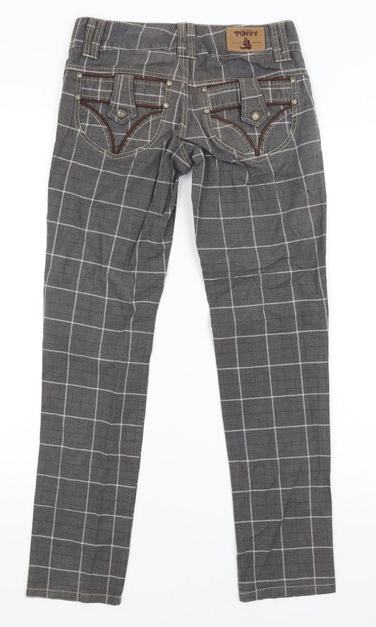 Toffee Womens Grey Plaid Trousers Size S L27.5 in