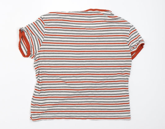 New Look Womens White Striped Basic T-Shirt Size 12