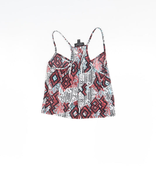 Topshop Womens White Fair Isle Cropped Tank Size 6