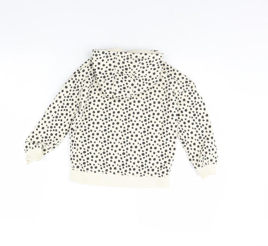 Primark Girls Beige Animal Print Pullover Hoodie Size 5 Years - happy vibes