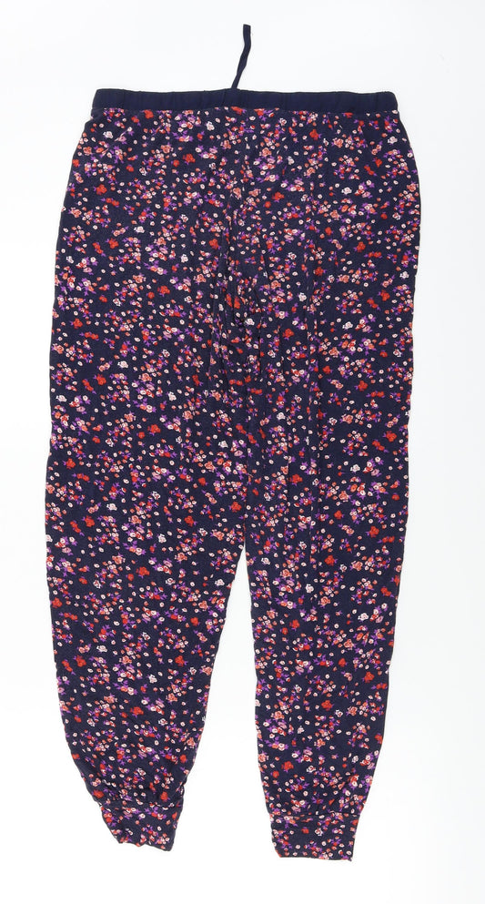 keep well Womens Black Floral Trousers Size 10 L24 in