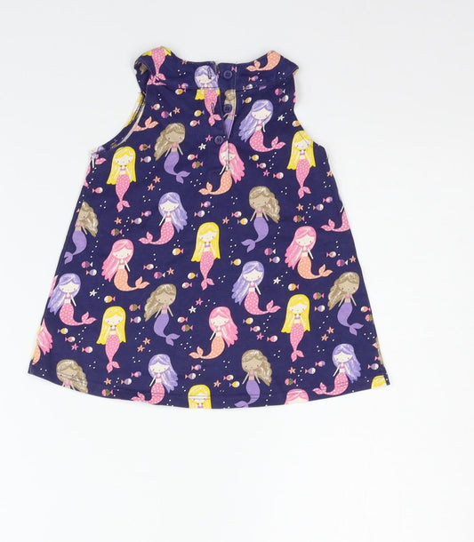 Mini Club Girls Blue Geometric T-Shirt Dress Size 12-18 Months
