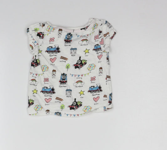 Nutmeg Girls White Geometric Basic T-Shirt Size 12-18 Months