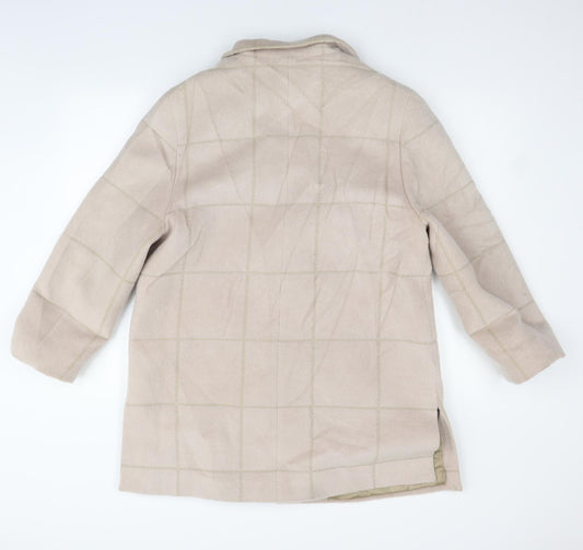 fashion Womens Beige Check Jacket Coat Size 14