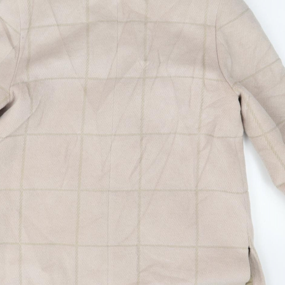 fashion Womens Beige Check Jacket Coat Size 14