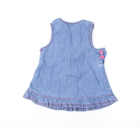 TU Girls Blue Pinafore/Dungaree Dress Size 0-3 Months - Mice
