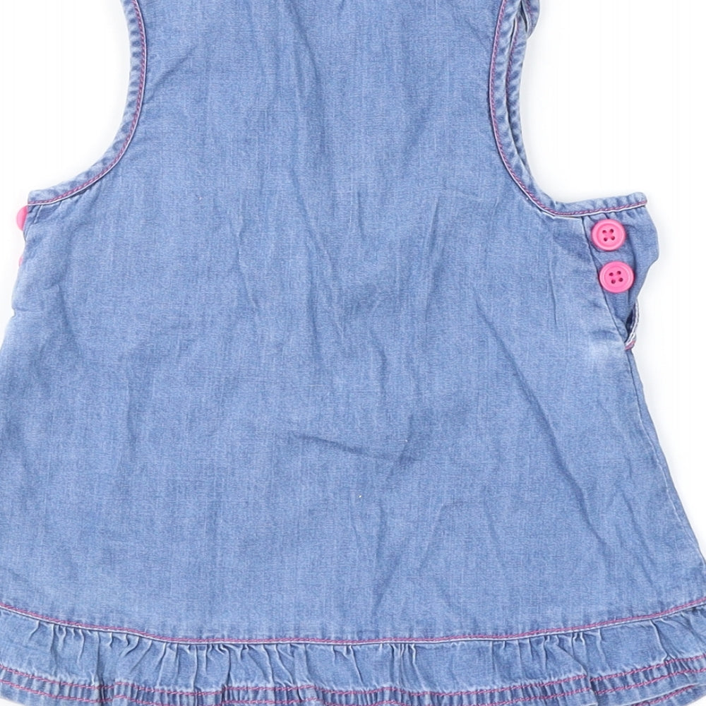 TU Girls Blue Pinafore/Dungaree Dress Size 0-3 Months - Mice