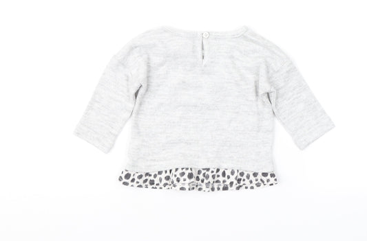 Primark Girls Grey Animal Print Pullover Jumper Size 0-3 Months