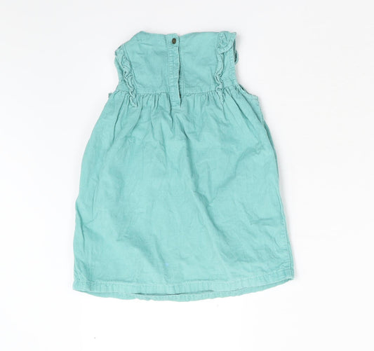 M&S Girls Green Corduroy Shift Size 18-24 Months