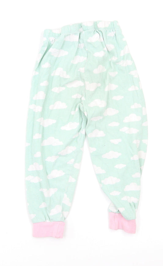 Primark Girls Green Geometric Pyjama Pants Size 2-3 Years - clouds