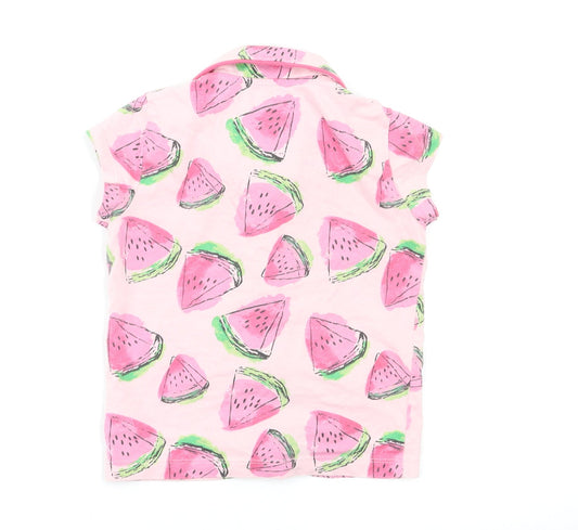 F&F Girls Pink Geometric Capri Pyjama Top Size 2-3 Years - Watermelon