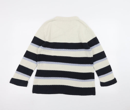 ken Womens White Striped Pullover Jumper Size M