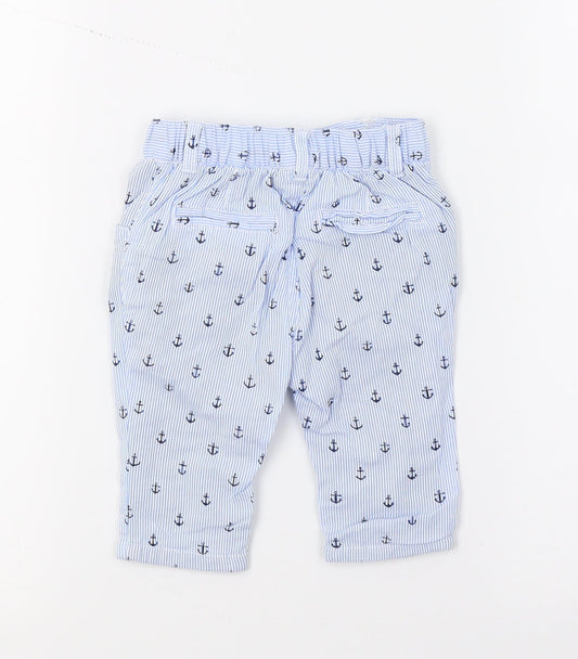 Mini Club Boys Blue Striped Sweatpants Trousers Size 0-3 Months