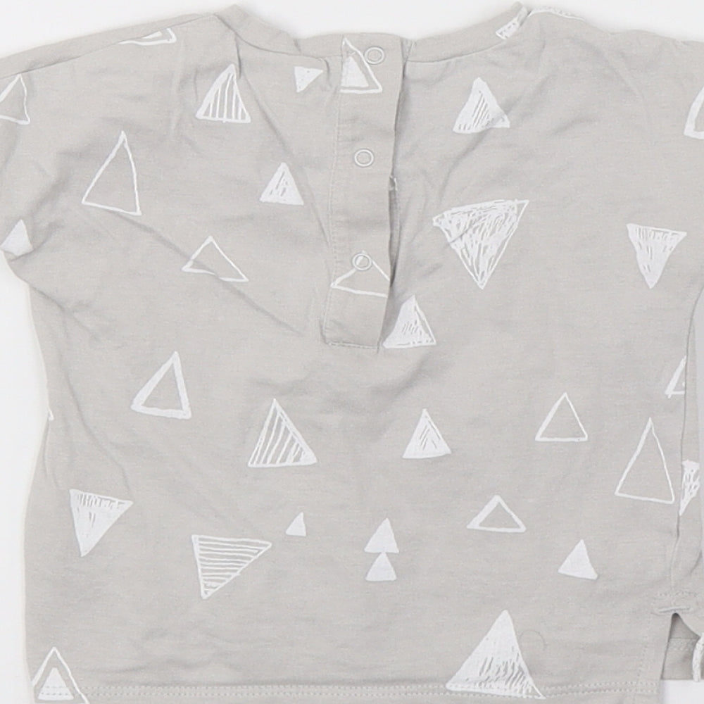 Brand and care label for Next Baby Grey Geometric Jersey Basic T-Shirt, size 0-3, Months
