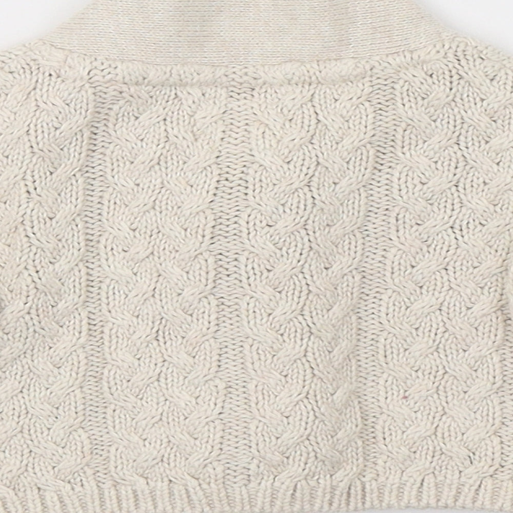 Brand and care label for Next girls’ beige knit cardigan jumper one size