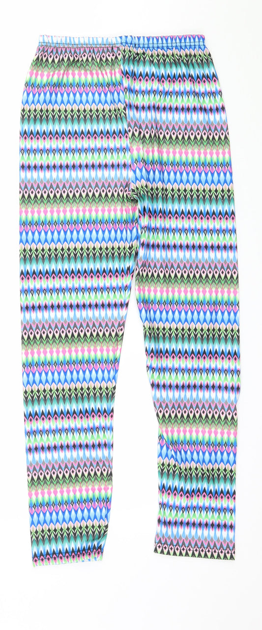 Chickster Basics Womens Multicoloured Geometric Jersey Capri Leggings Size M L25 in