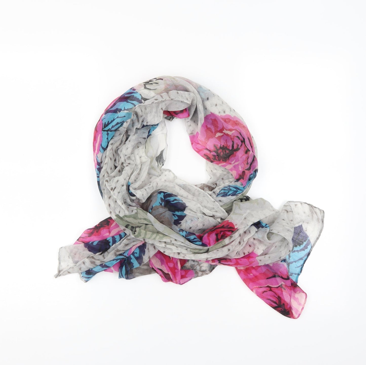 Preworn Womens Grey Floral Scarf